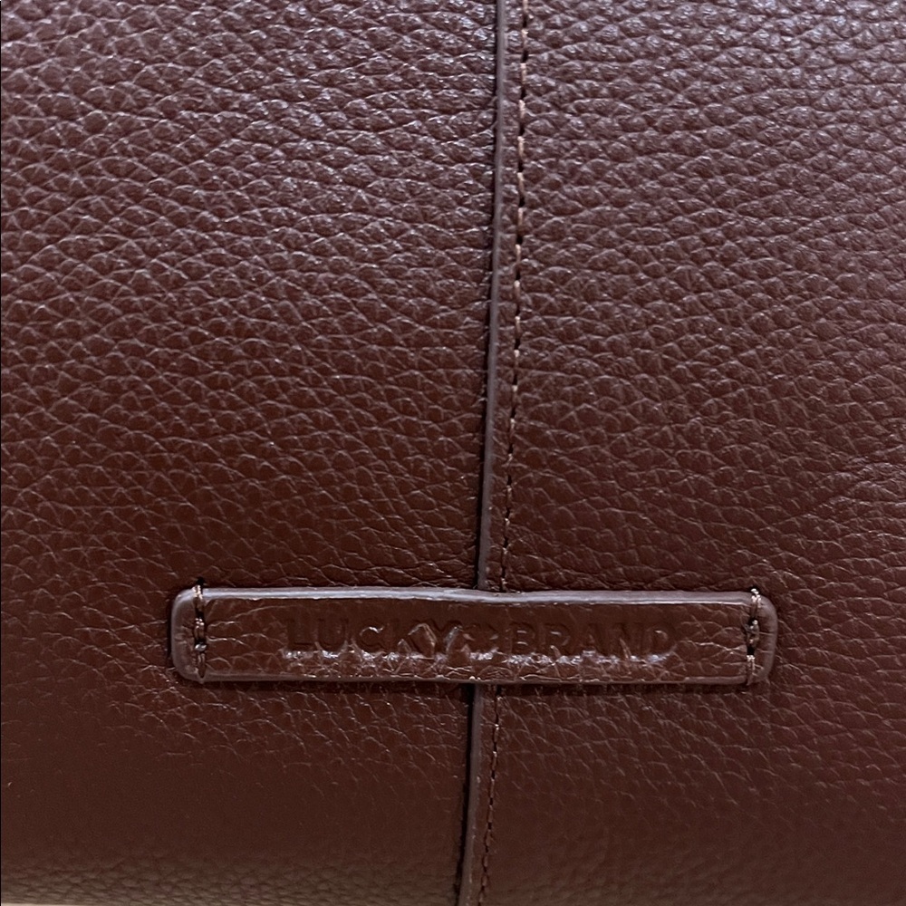 Lucky Brand | Genuine Leather & Calf Hair Tote in “Dark Cappuccino” w/Bag Charms - Picture 9 of 16